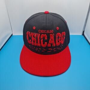 Chicago Broken Snapback Hat Cap Black Red Rost Premium Headwear